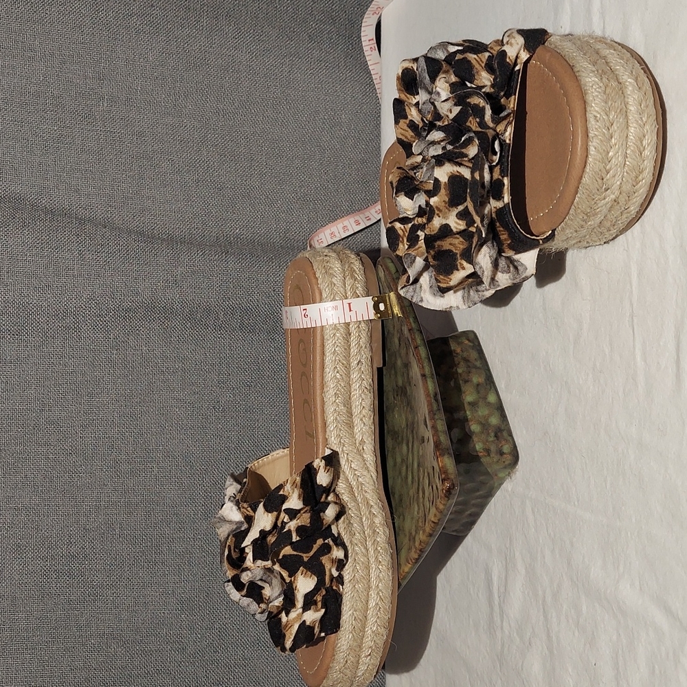 Ccocci Leopard Print Ruffle Bermuda Espadrille Pl… - image 1